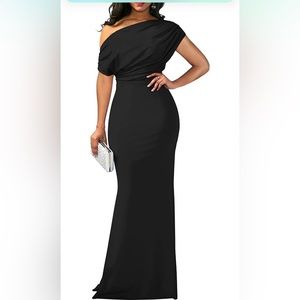Women's Elegant Sleeveless Off Shoulder Bodycon Long Formal Party Evening Dress